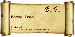 Bacsa Irma névjegykártya